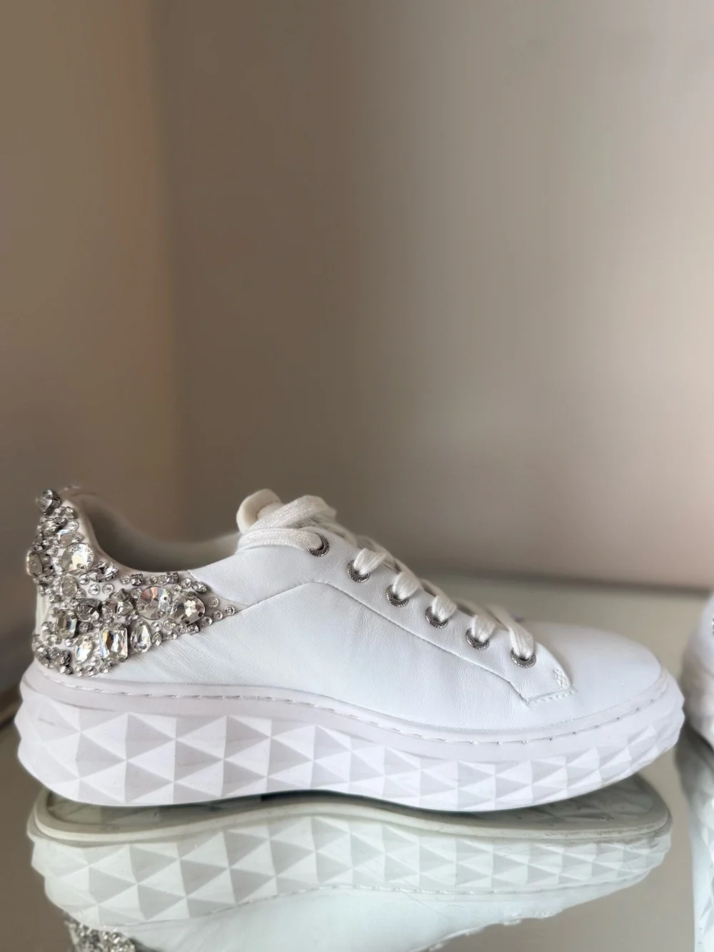 JIMMY CHOO Diamond Maxi Crystal-Embellished Sneakers $1,595 37